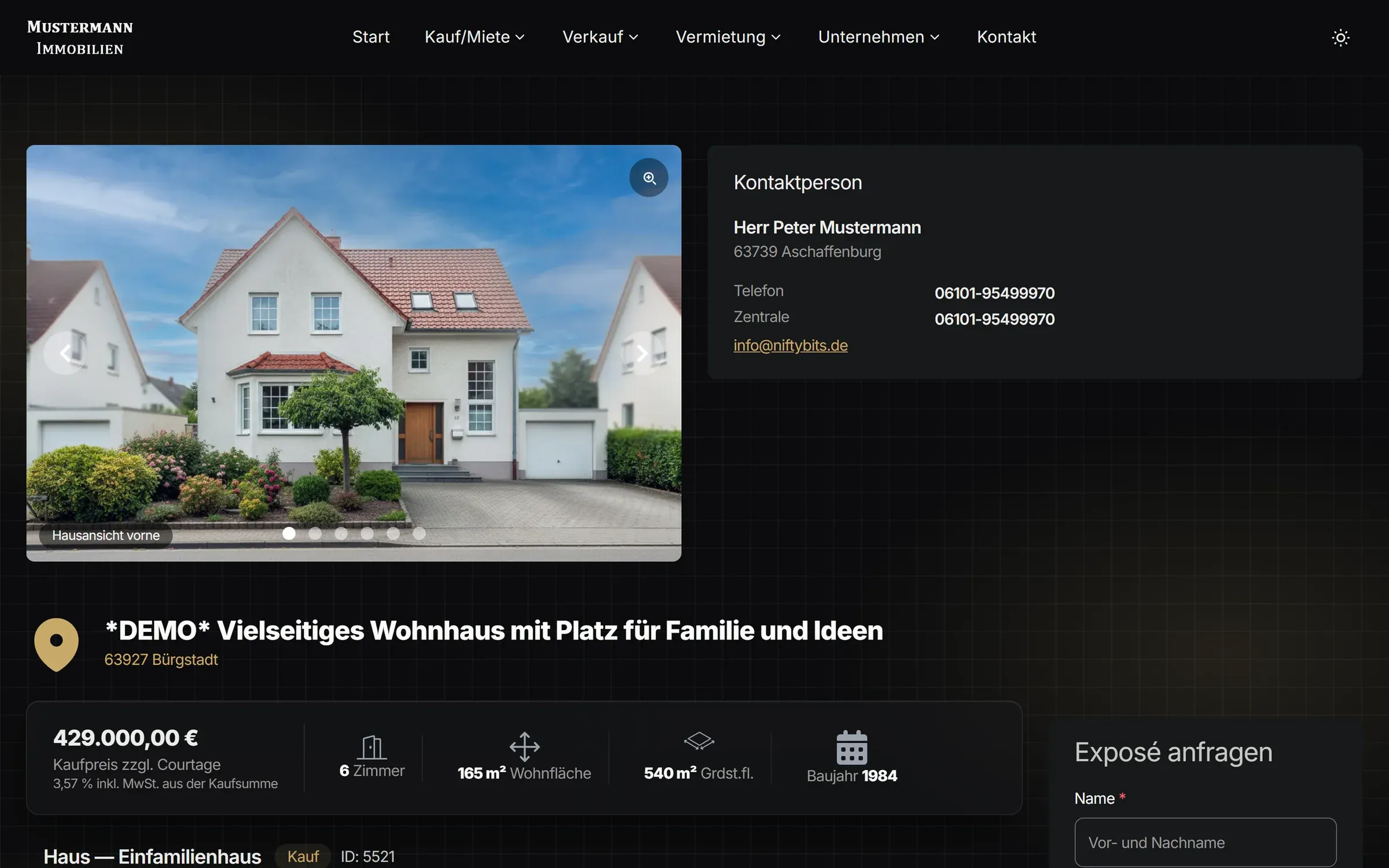 Detailansicht einer Immobilie am Laptop