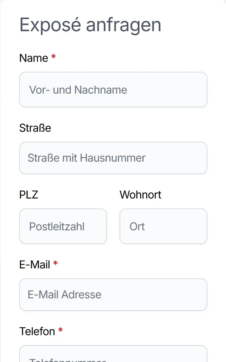 Exposé-Formular im hellen Modus