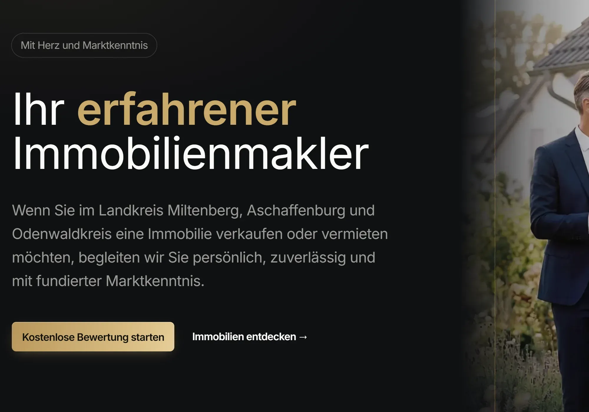 Maklerhomepage im dunklen Modus