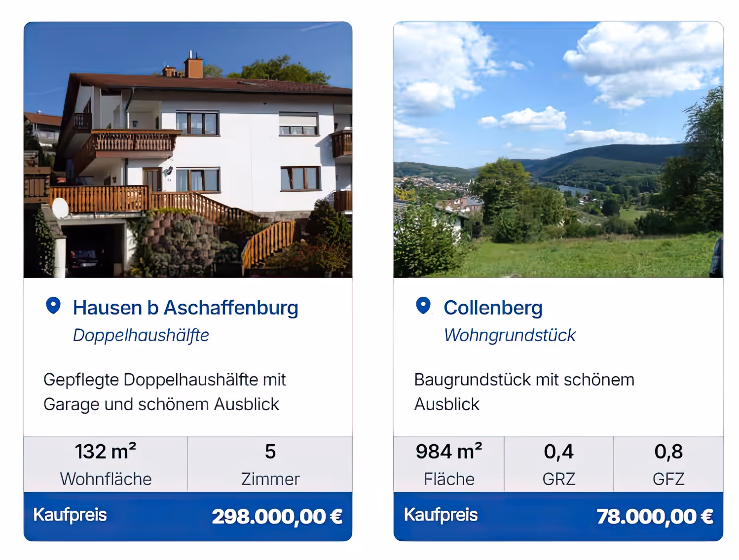 Einzelne Immobilie in der Übersicht