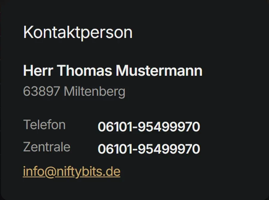 Kontaktperson im dunklen Modus