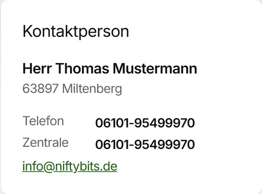 Kontaktperson im hellen Modus