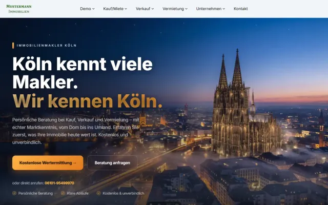 Startseiten-Variante 6: Dom bei Nacht, animiert (Köln)