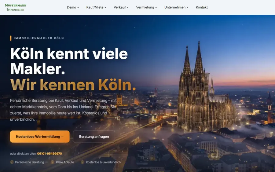 Startseiten-Variante 6: Dom bei Nacht, animiert (Köln)
